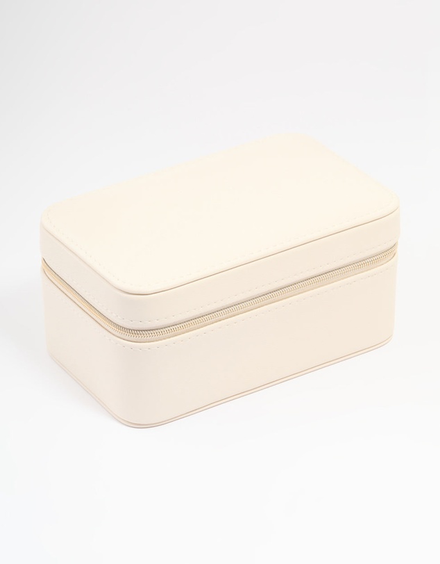Lovisa - Cream PU Leather Rectangular Layered Jewellery Case