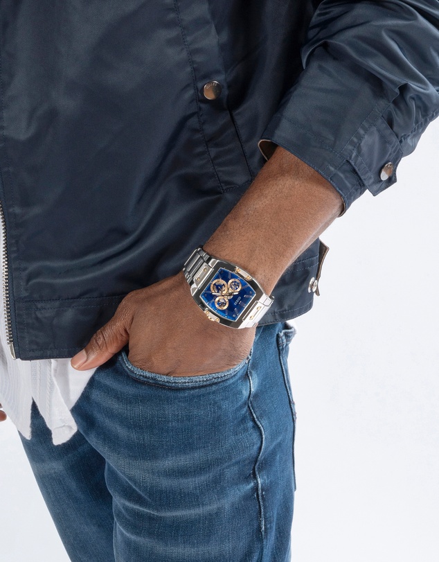 GUESS - Phoenix Silver Tone & Blue