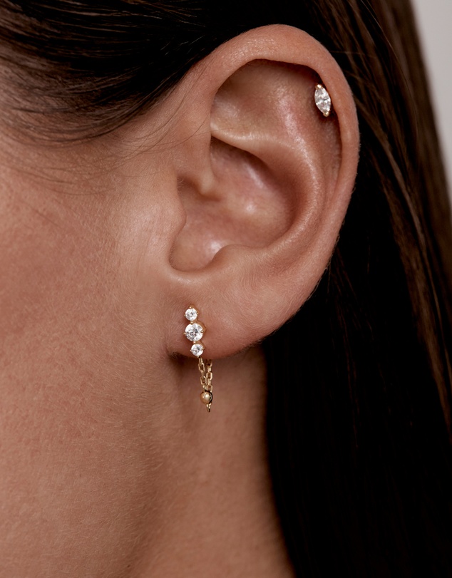 By Charlotte - In the Stars Chain Huggie Earrings