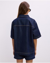 The Fated - Reese Oversized Short Sleeve Denim Shirt