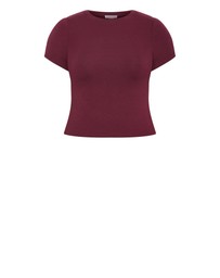 City Chic - Plus size Karla Short Sleeve Tee - dark cherry
