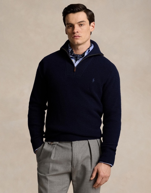 Polo Ralph Lauren - Waffle Wool-Cotton Quarter-Zip Sweater