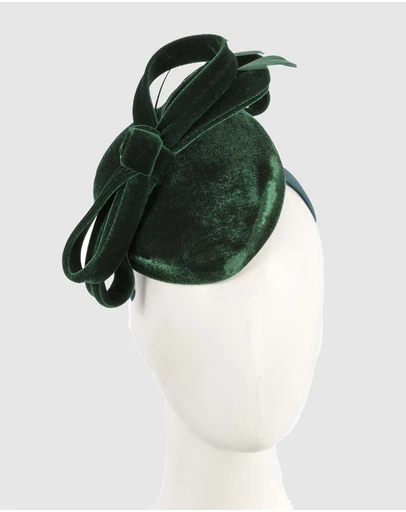 Max Alexander - Velvet Green Winter Pillbox Fascinator