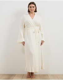 Atmos&Here Curvy - Melody Pointelle Wrap Robe With Frill Hem