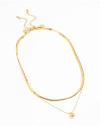 Lovisa - Waterproof Gold Plated Stainless Steel Layered Ball & Snake Chain Necklace