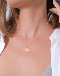 Elli Jewelry - Necklace Disc Pendant Organic Design in 925 Sterling Silver Gold Plated