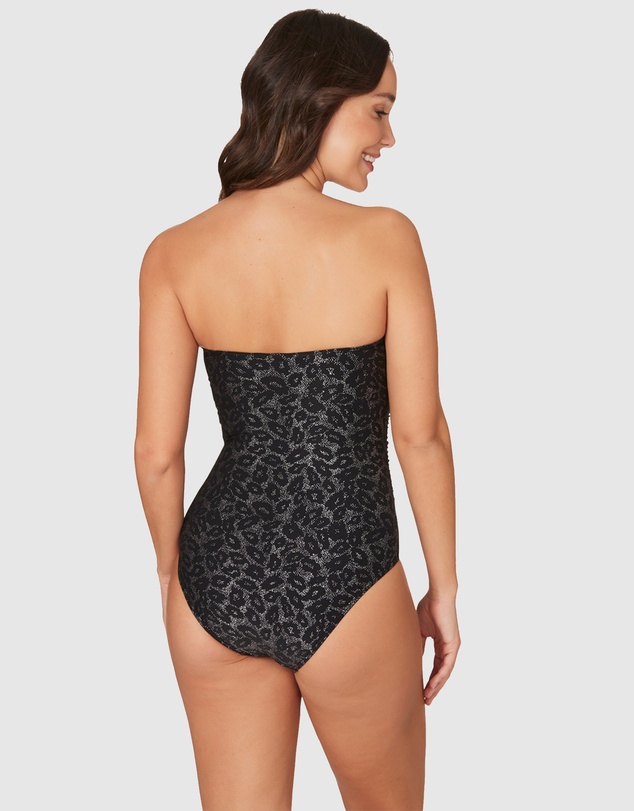 Nip Tuck Swim - Leopard Foil Colette Bandeau One Piece Swimsuit