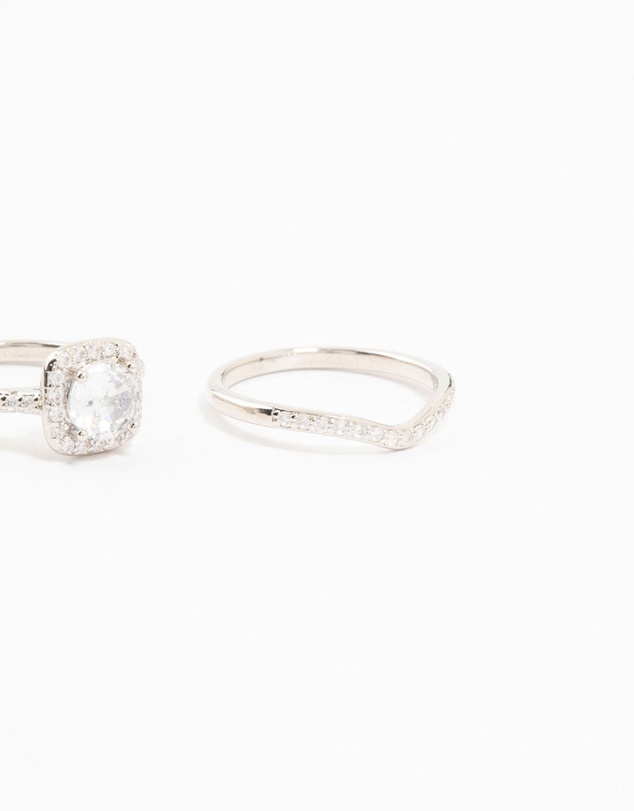 Lovisa - Silver Pointed & Halo Ring Pack