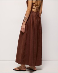AERE - Irisa Linen Tie Back Midi Dress