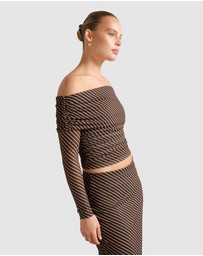 Forever New - Kaia Ruched Mesh Bardot Top
