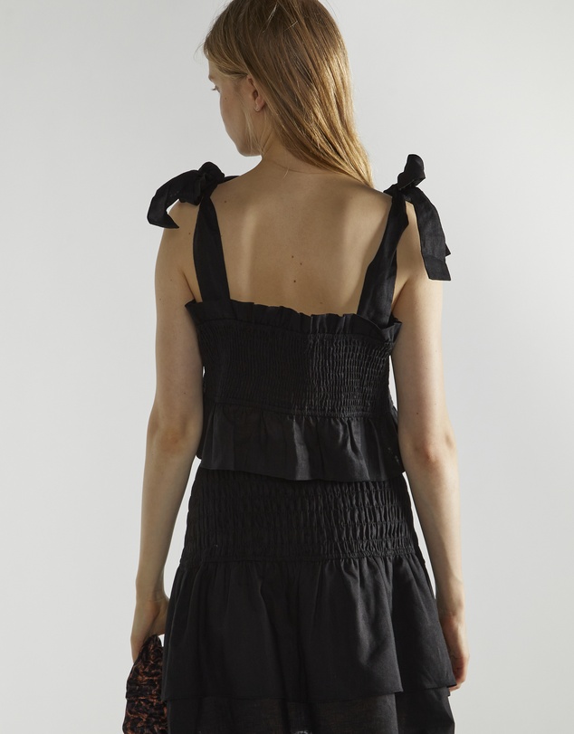 Glamorous - Tie front smocked top