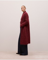 Trenery - Brushed Alpaca Longline Cardigan in Red Mahogany