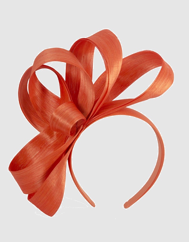 Fillies Collection - Orange Silk Abaca Loops Racing Fascinator