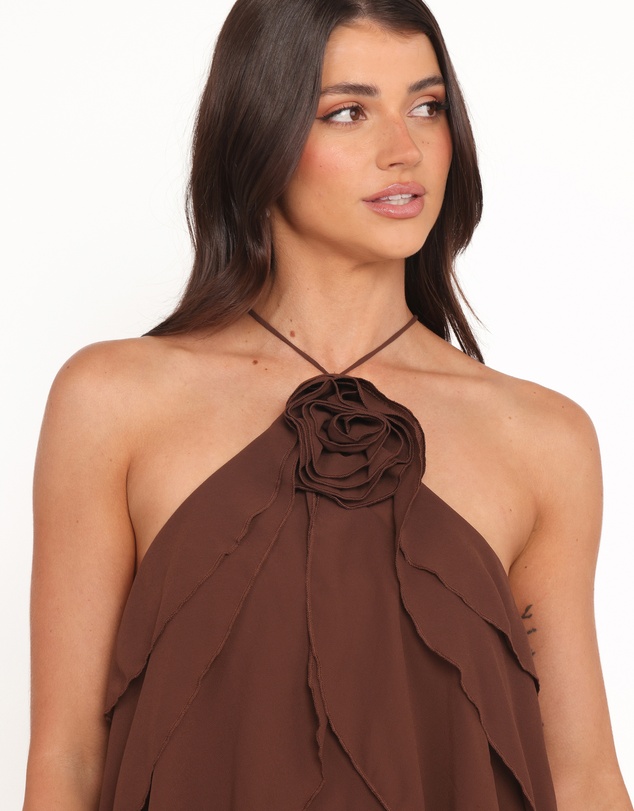 Petal & Pup - Zorina Halter Neck Chiffon Top - Brown
