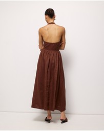 AERE - Esme Halter Linen Midi Dress