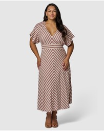 Something 4 Olivia - Allegra Linen Stripe Midi Dress