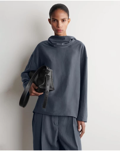 COS - Crinkled-Silk Funnel-Neck Top