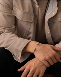 Nialaya Jewellery - Men's Gold CZ Panther Bangle