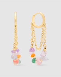 Wanderlust + Co - Kaleidoscope Beaded Gold Hoop Earrings