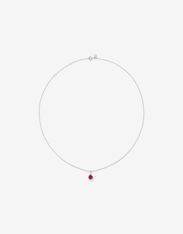 Michael Hill - Round Cut Red Created Ruby Gemstone Hoop Earrings and Pendant Necklace Set in Sterling Silver