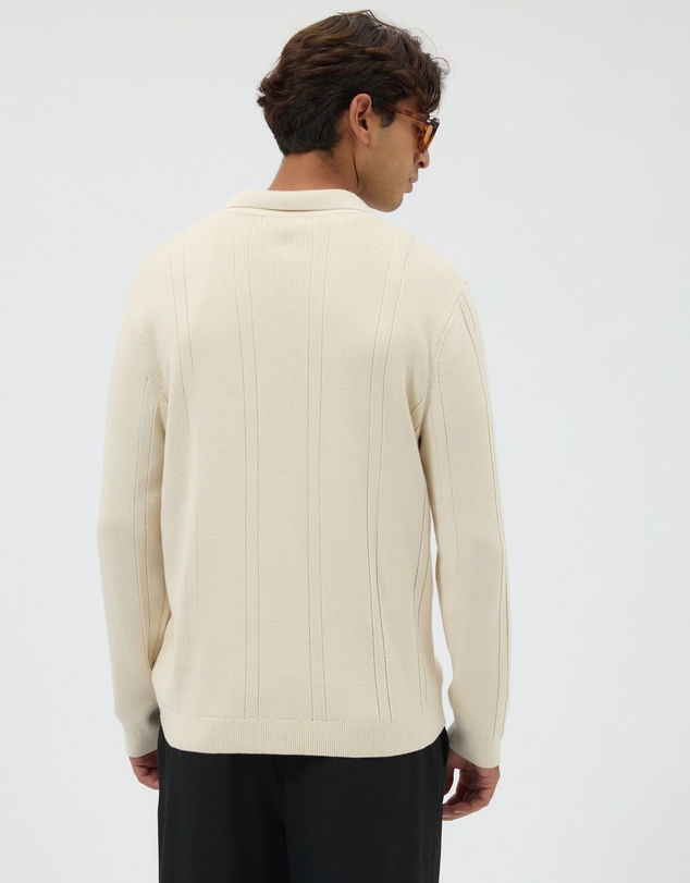 AERE - Textured Long Sleeve Polo