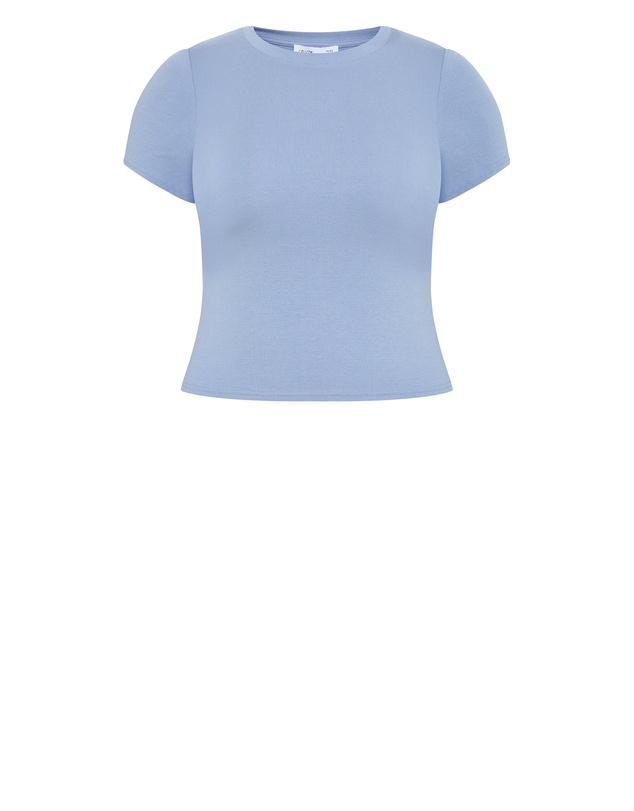 City Chic - Plus size Karla Short Sleeve Tee - dusty blue