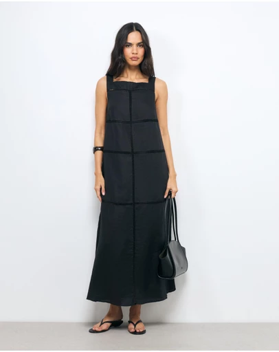 AERE - Tali Panelled Linen Maxi Dress