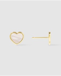 Wanderlust + Co - Heart Pearl & Gold Stud Earrings
