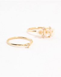 Lovisa - Gold Plated Triple Flower Stacking Rings 3-Pack