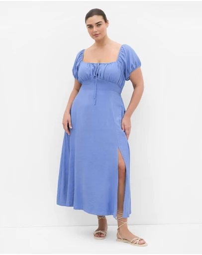City Chic - Plus size Abbigail Split Maxi Dress - cornflower blue