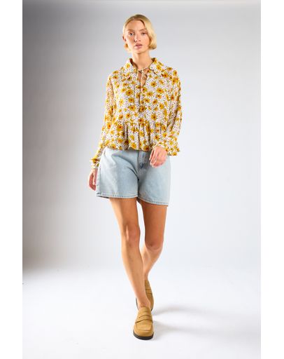 YELLOW FLORAL BLACK DOT