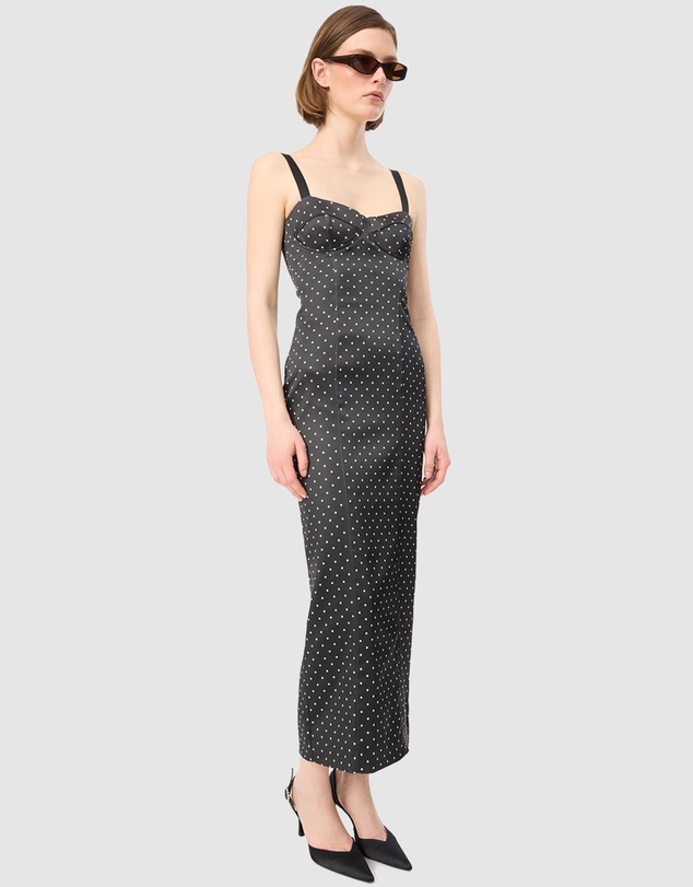 ROTATE - Satin Midi Bustier Dress
