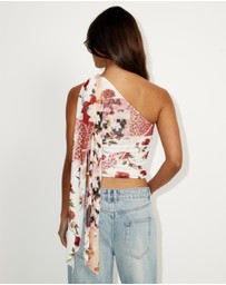 Dazie - After Party Neck Tie One Shoulder Top