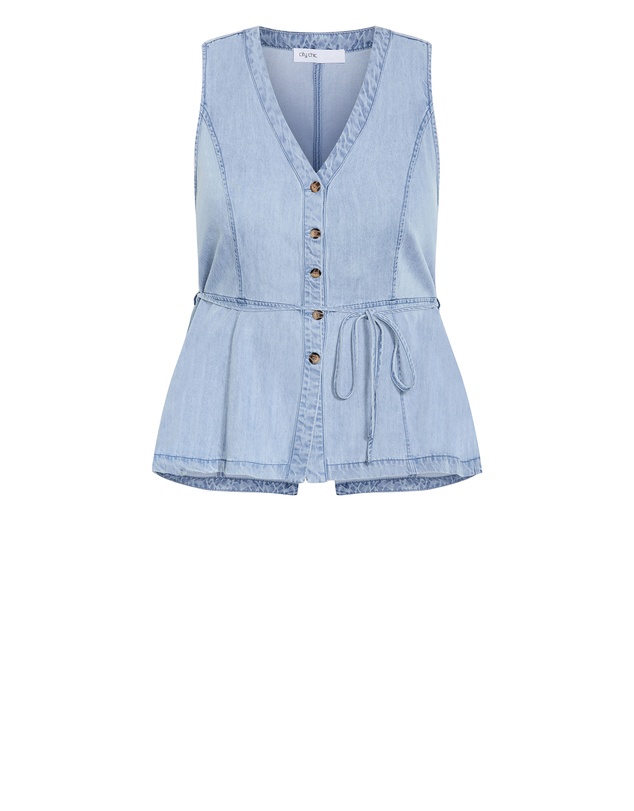 City Chic - Plus size Evani Soft Denim Vest - light wash