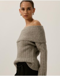 Tussah - Elena Ribbed Off The Shoulder Jumper
