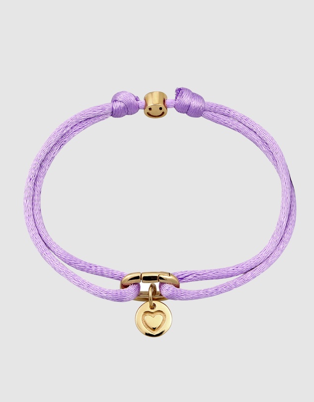 Elli Jewelry - Heart Charm Purple Satin Bracelet