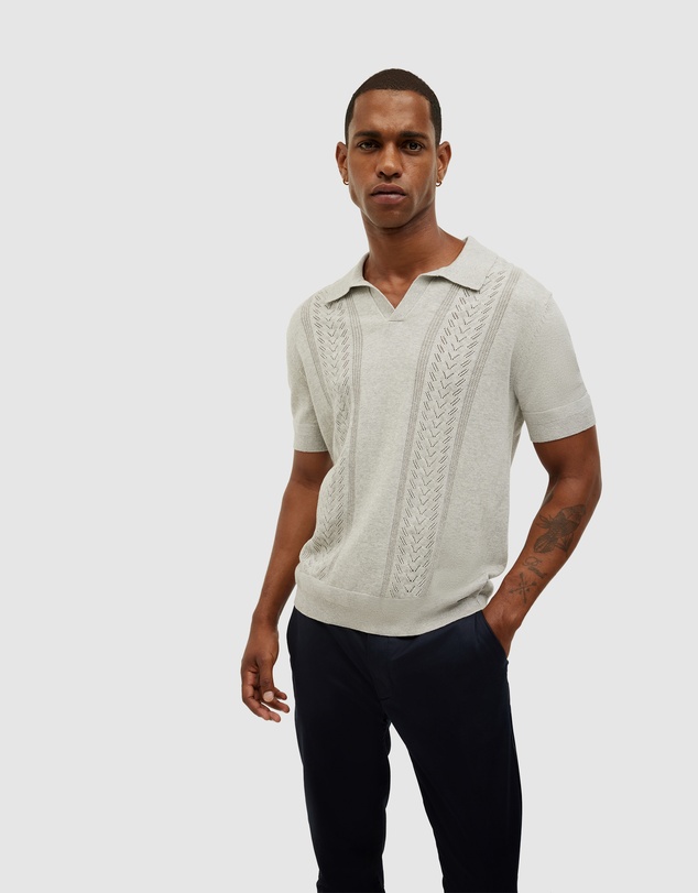 Politix - Pointelle Panelled Trophy Neck Knit