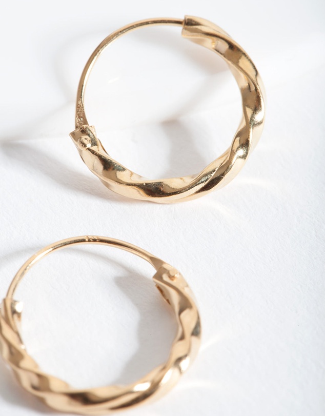Lovisa - Gold Plated Sterling Silver Chunky Twist Hoop Earrings