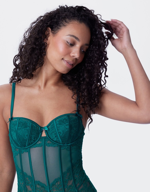 Bras N Things - Bethany Balconette Bodysuit - Dark Green