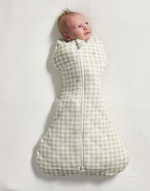 Grow Kindly - Swaddle Sleeping Bag in Gumleaf Gingham - 2.5 TOG