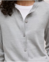 Trenery - Merino Classic Crew Cardigan in Grey Marle