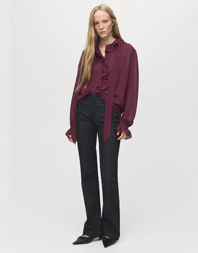 M.N.G - Ruffled Blouse With Scarf