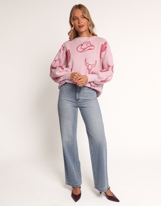 Petal & Pup - Jax Western Knit Sweater - Pink