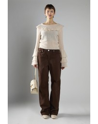 Glamorous - Boatneck bell sleeve ruffle jumper