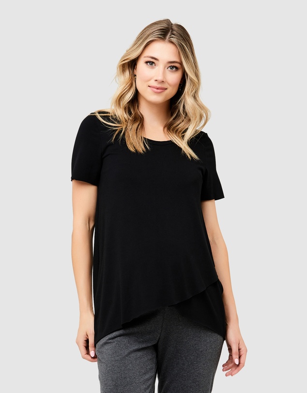 Ripe Maternity - Short Sleeve Raw Edge Nursing Top