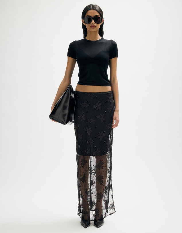 Minima Esenciales - Ninon Beaded Lace Maxi Skirt