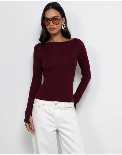 AERE - Eden Cashmere Blend Boat Neck Top