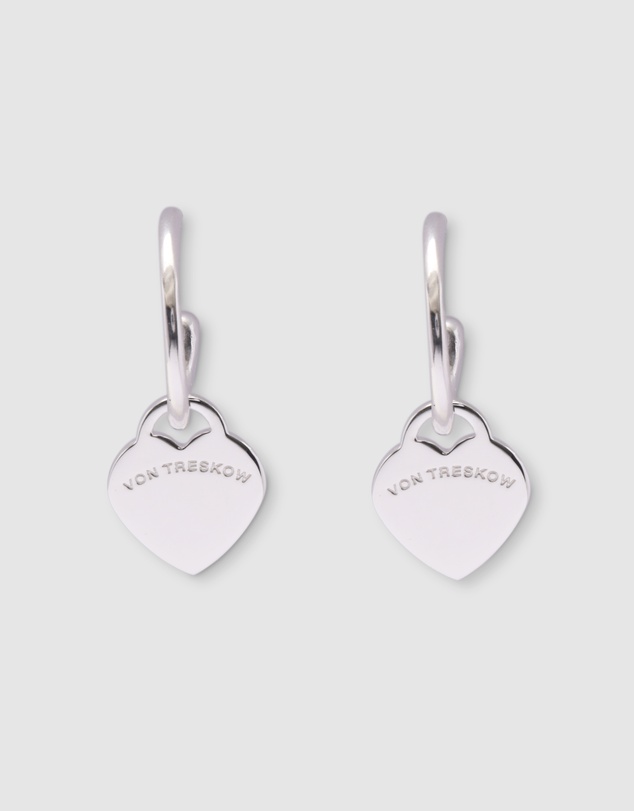 Von Treskow - Open hoop studs with VT flat heart