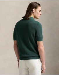 Polo Ralph Lauren - Mesh-Knit Linen Johnny-Collar Sweater