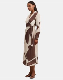 Forever New - Angelina Long Sleeves Tie Midi Dress